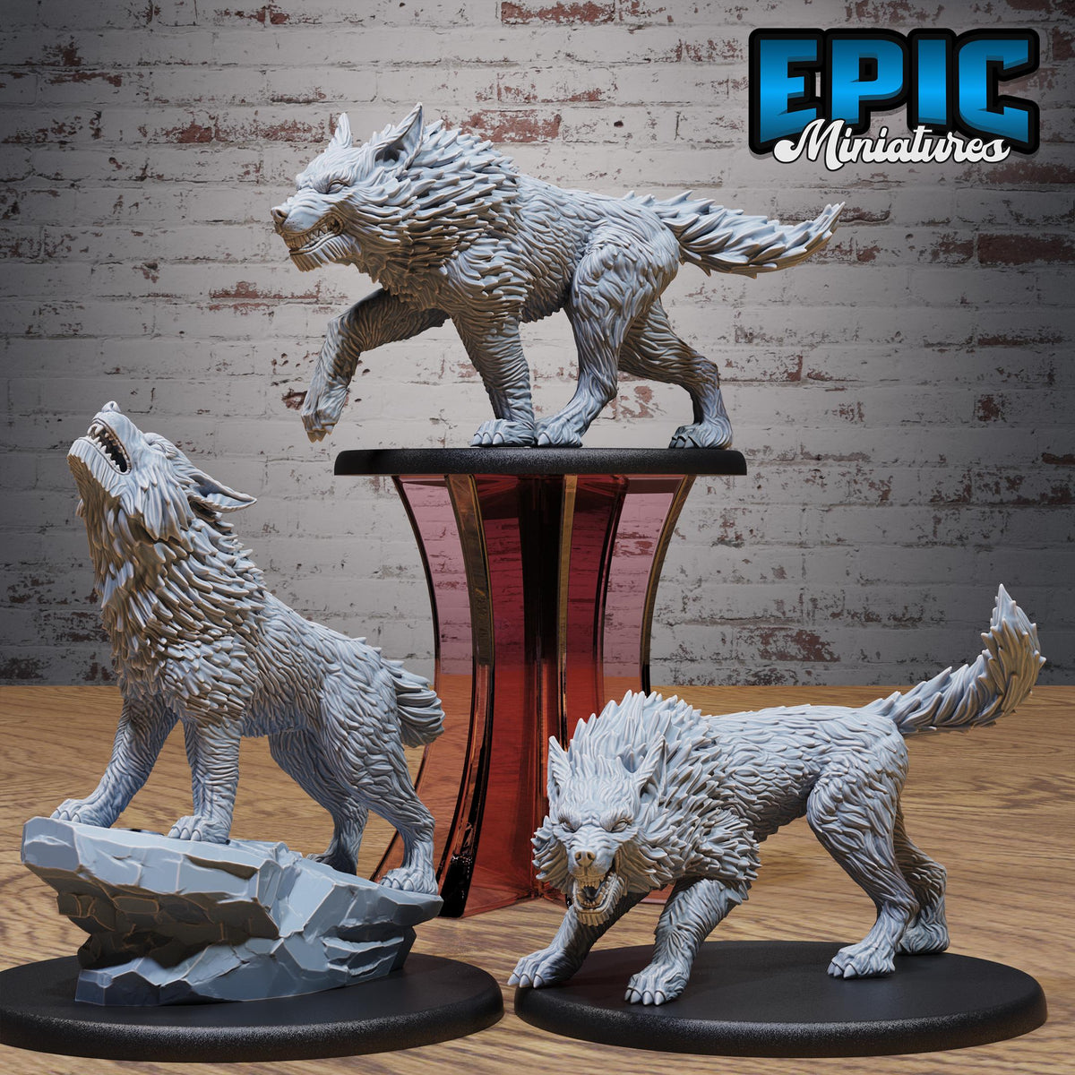 Dire Wolf Set of 3 DND miniatures group photo Norse Barbarians
