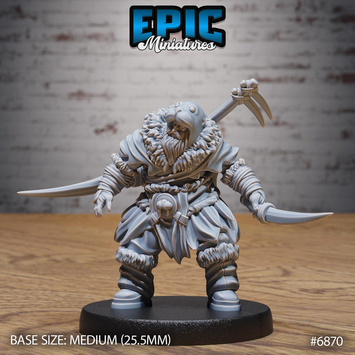 Walrus Druid Option #6870 front DND miniature Norse Barbarians 16k resin