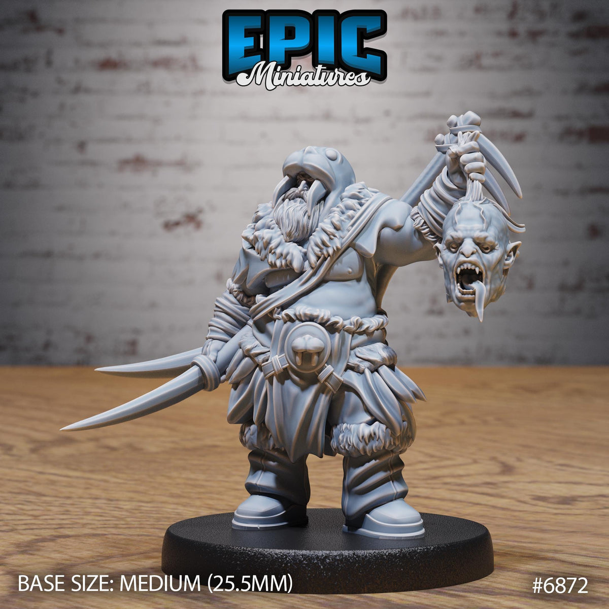 Walrus Druid Option #6872 front DND miniature Norse Barbarians 16k resin