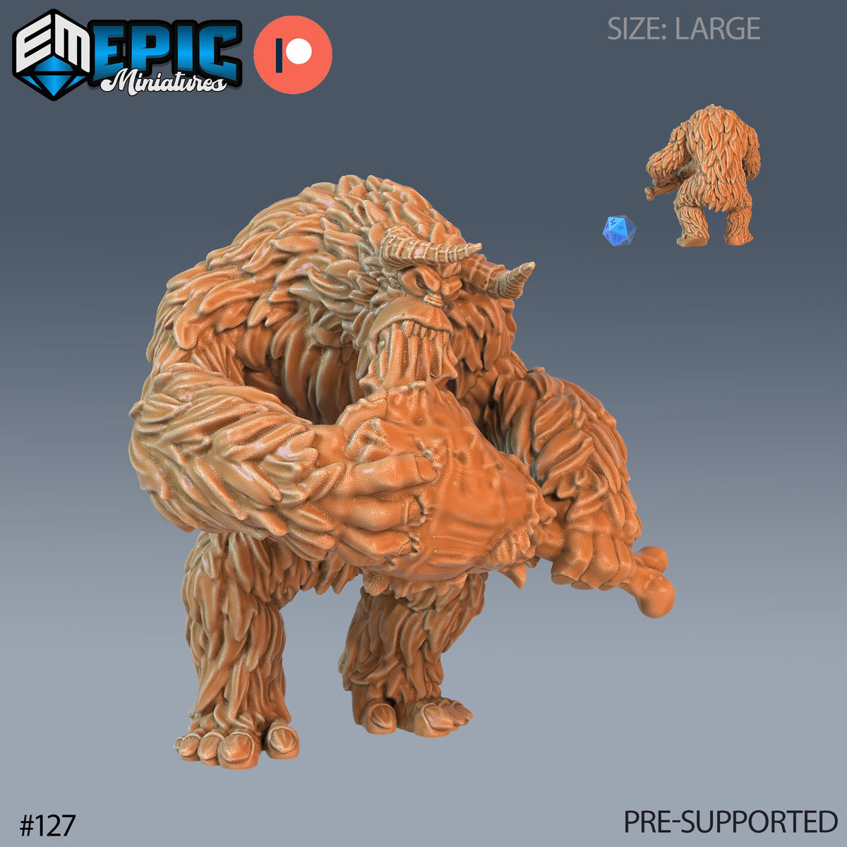 Yeti Set of 3 DND Minis | Arctic Nights Collection | TTRPG | Storm King's Thunder Netherdeep Option #127 front DND miniature  16k resin