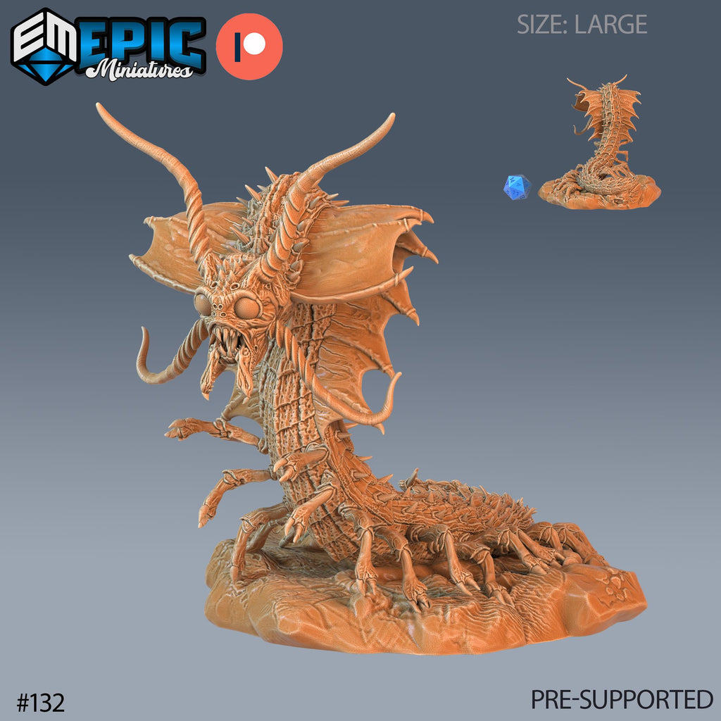 Remorhaz Set of 3 DND Minis | Arctic Nights Collection | TTRPG | Storm King's Thunder Netherdeep | Adult Young Crawling (Large) front DND miniature  16k resin