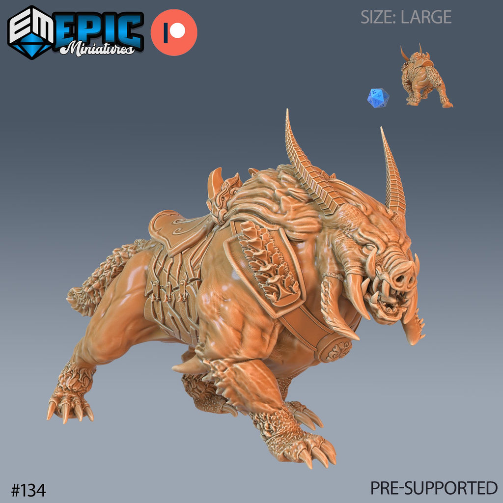 Arctic Boar Set of 2 DND Minis | Arctic Nights Collection | TTRPG | Storm King's Thunder Netherdeep | Mount Option #134 front DND miniature  16k resin