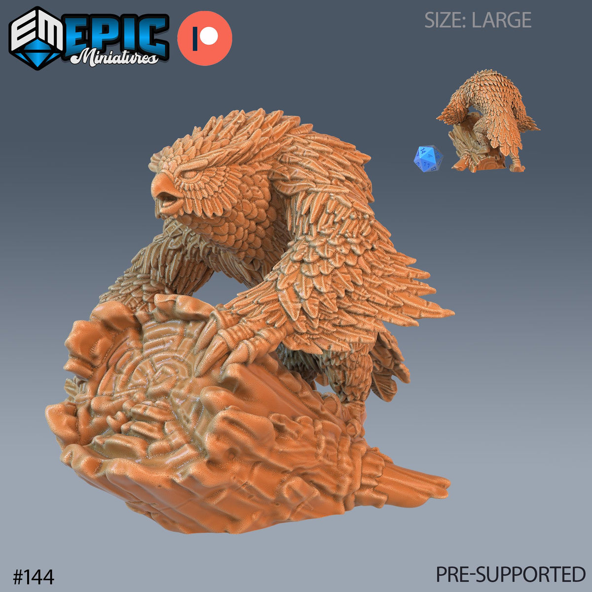 Owlbear Set of 4 DND Minis | Arctic Nights Collection | TTRPG | Storm King's Thunder Netherdeep | Hug Attack Option #144 front DND miniature  16k resin
