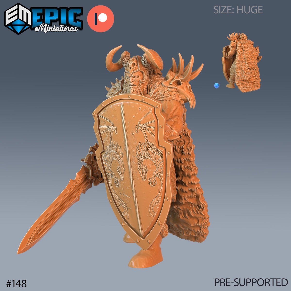 Frost Giant Set of 4 DND Minis | Arctic Nights Collection | TTRPG | Storm King's Thunder Netherdeep | Chief Option #148 (2) front DND miniature  16k resin