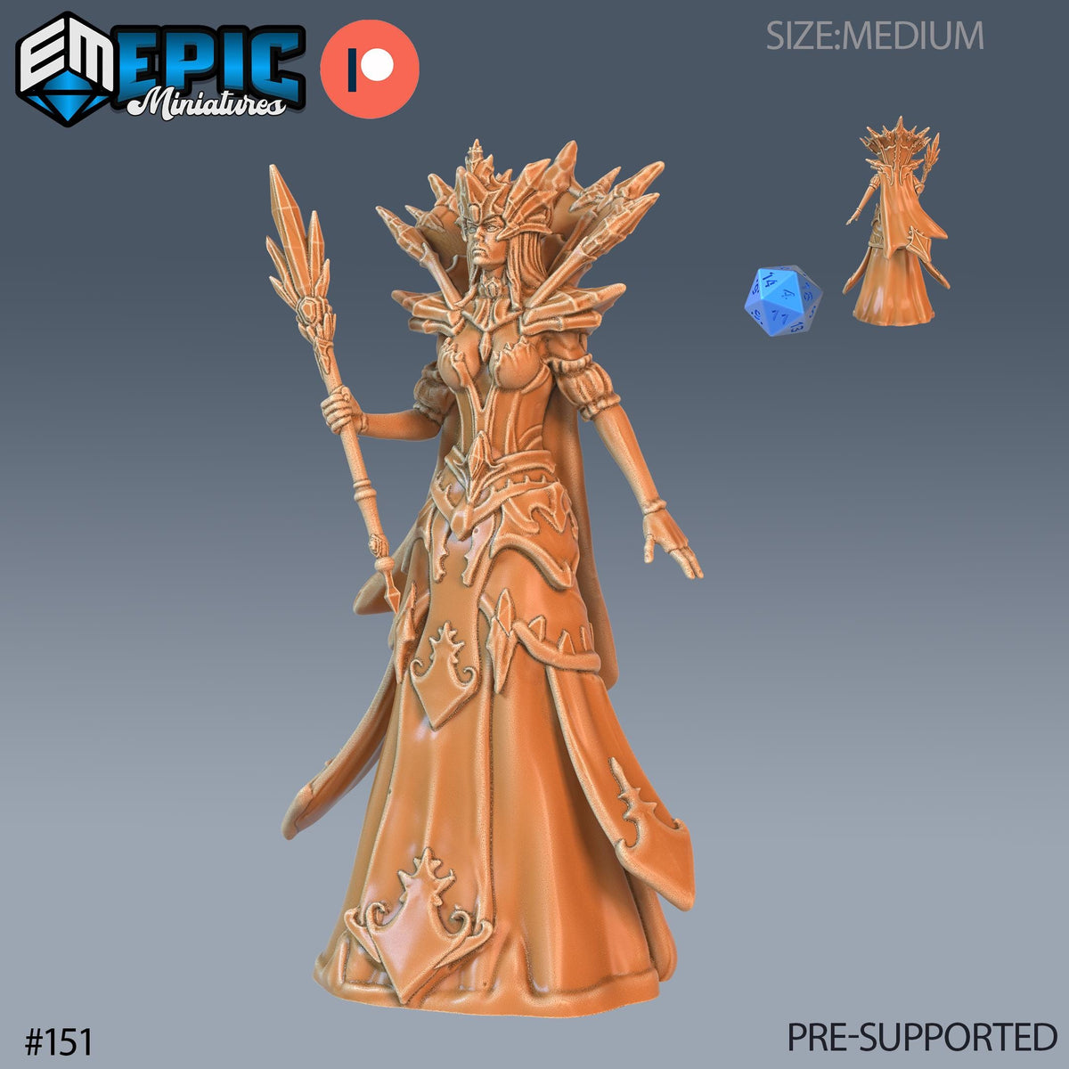 Snow Queen Set of 4 DND Minis | Arctic Nights Collection | TTRPG | Storm King's Thunder Netherdeep | Magic Throne of Eternal Winter Option #151 front DND miniature  16k resin