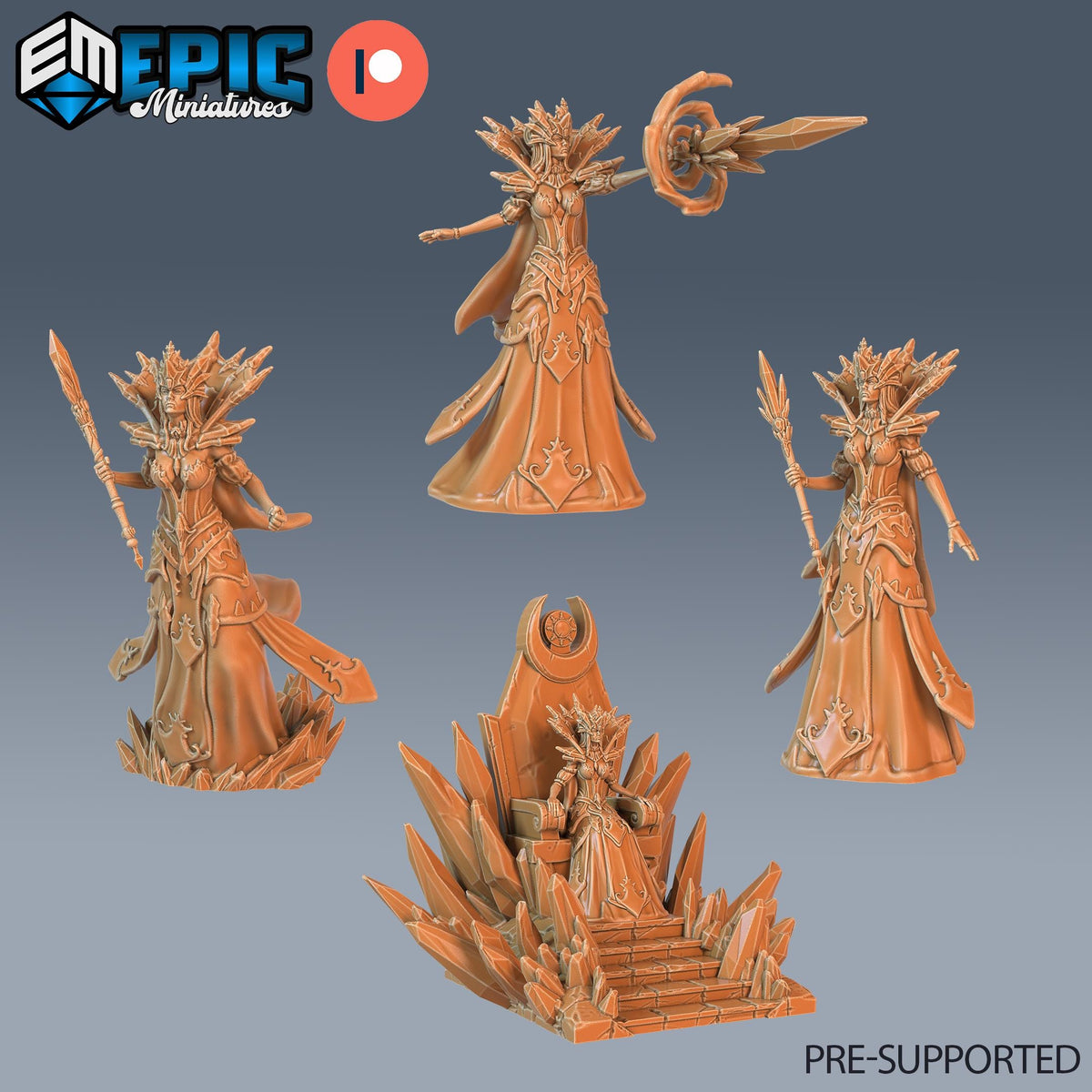 Snow Queen Set of 4 DND Minis | Arctic Nights Collection | TTRPG | Storm King's Thunder Netherdeep | Magic Throne of Eternal Winter DND miniatures group photo