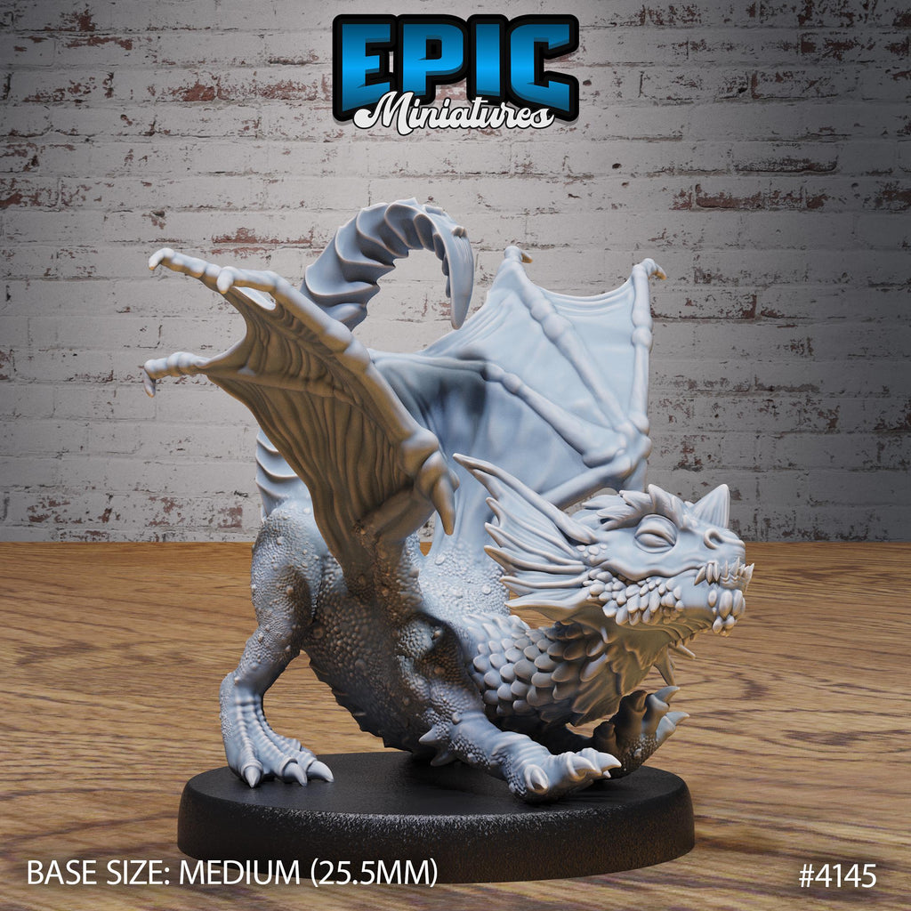 Blue Dragon Wyrmling Option #4145 front DND miniature Bone Dry Desert 16k resin