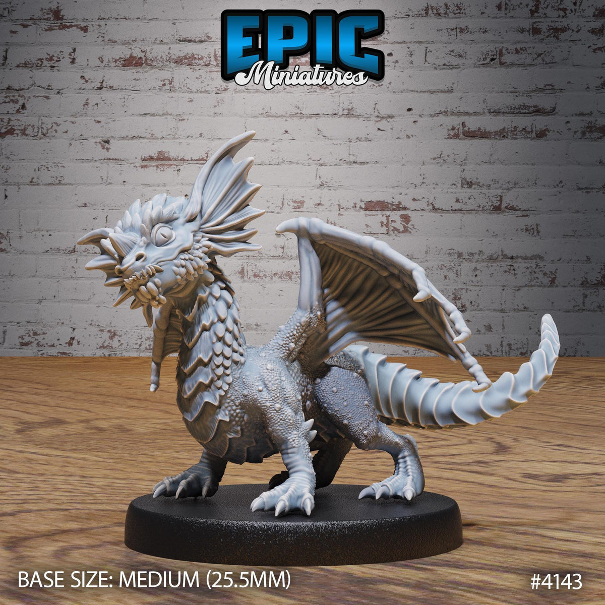 Blue Dragon Wyrmling Option #4143 front DND miniature Bone Dry Desert 16k resin