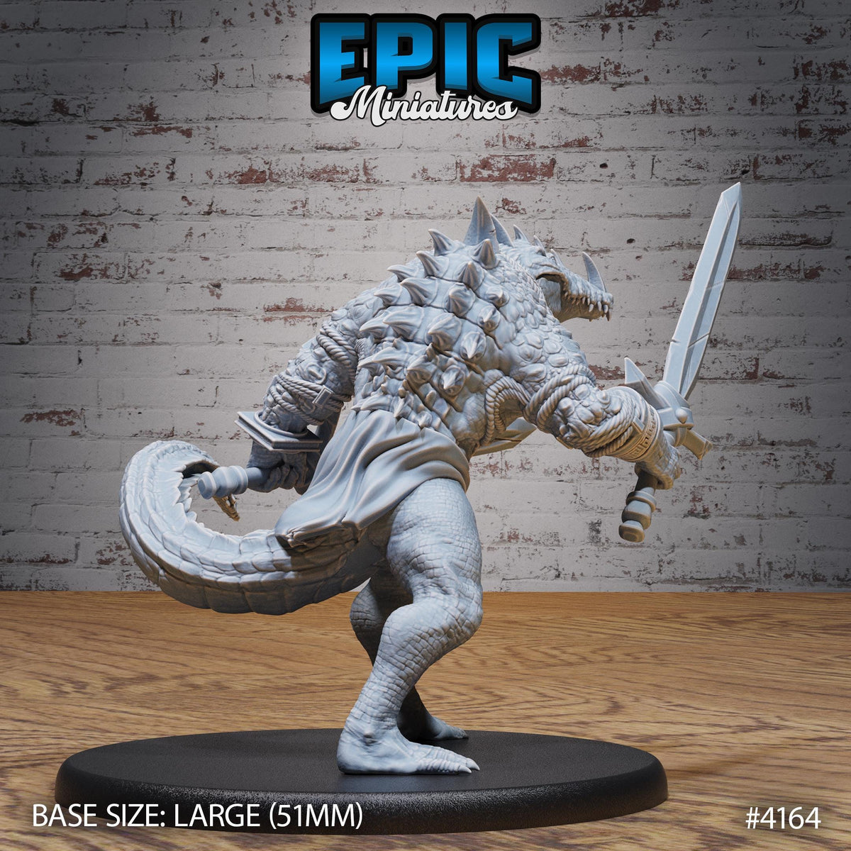 Crocodile Champion Option #4164 back DND miniature Bone Dry Desert 16k resin