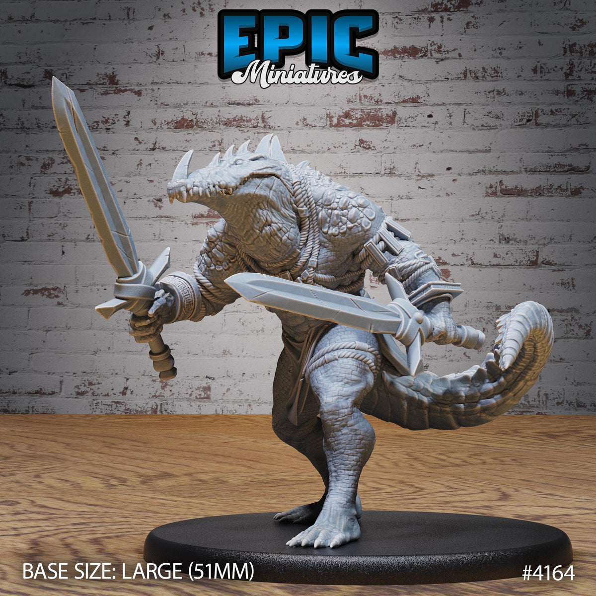 Crocodile Champion Option #4164 front DND miniature Bone Dry Desert 16k resin