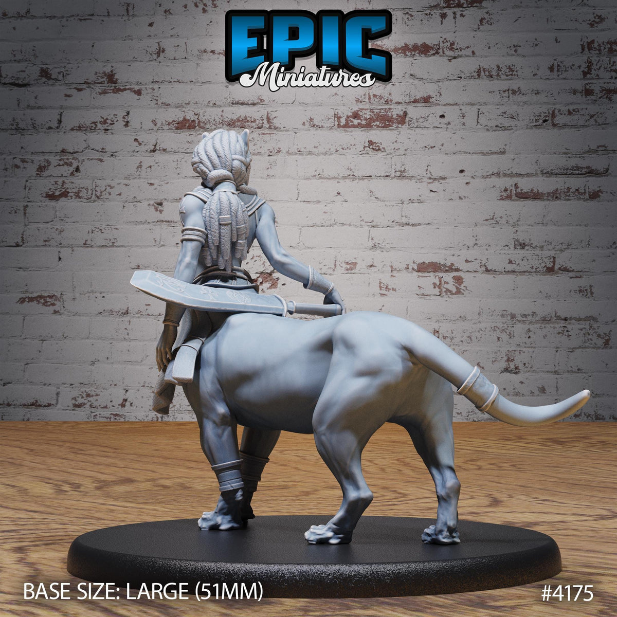 Lion Centaur Bastet Devotee Option #4175 back DND miniature Bone Dry Desert 16k resin