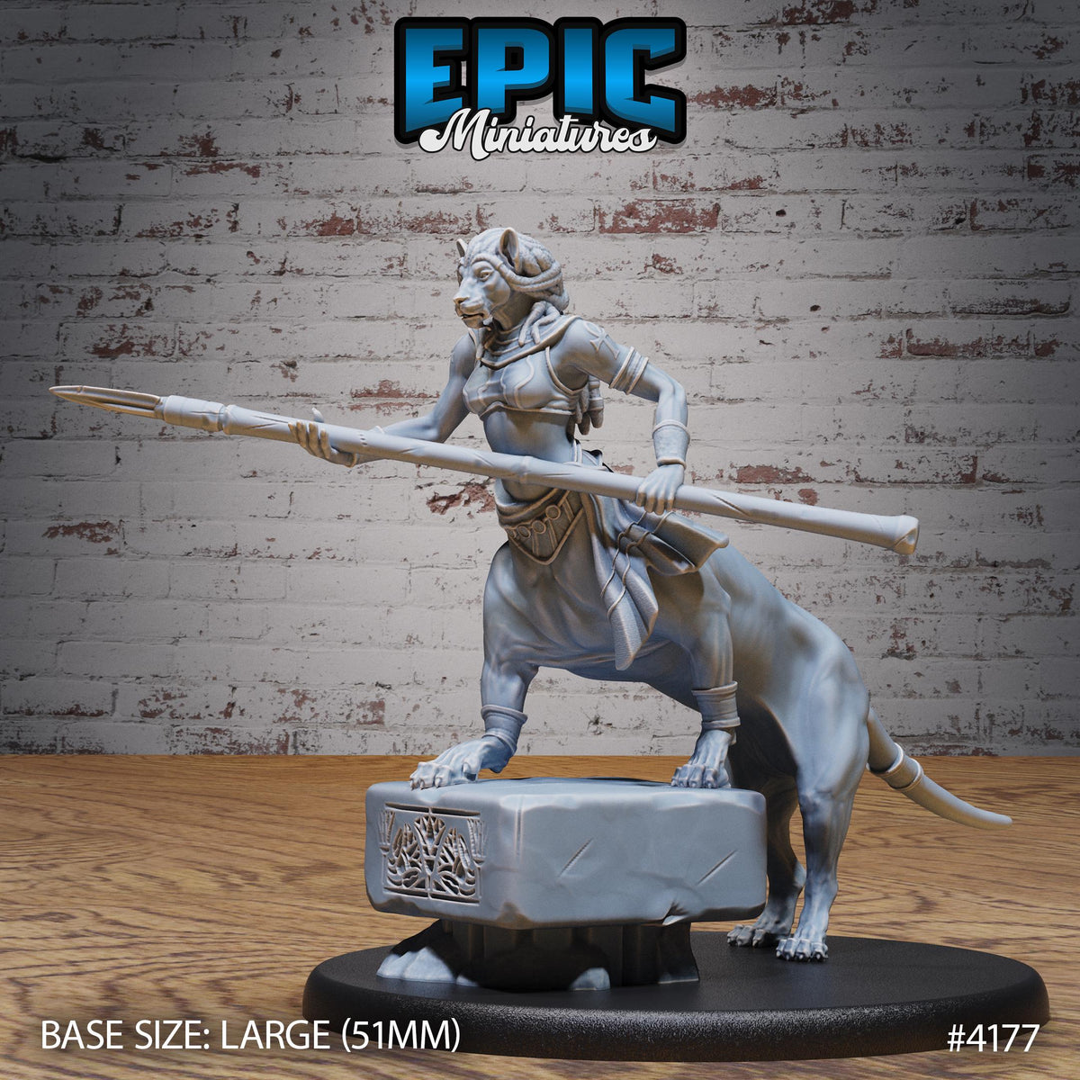 Lion Centaur Bastet Devotee Option #4177 front DND miniature Bone Dry Desert 16k resin