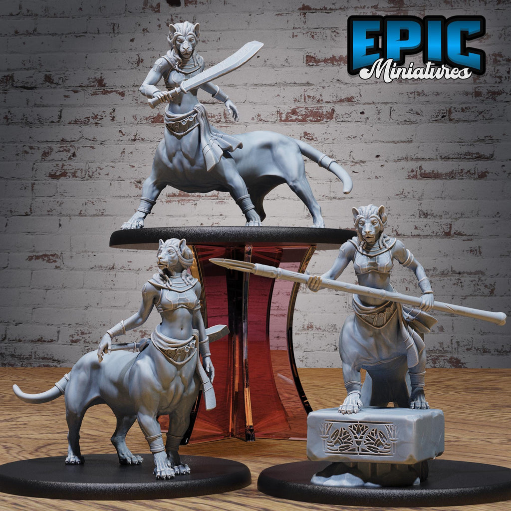 Lion Centaur Bastet Devotee Set of 3 DND miniatures group photo Bone Dry Desert