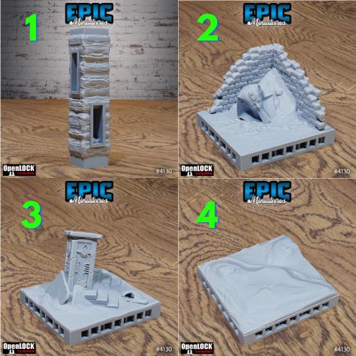 Modular Interlocking Terrain Tiles Set Tile 1 front DND miniature Bone Dry Desert 16k resin