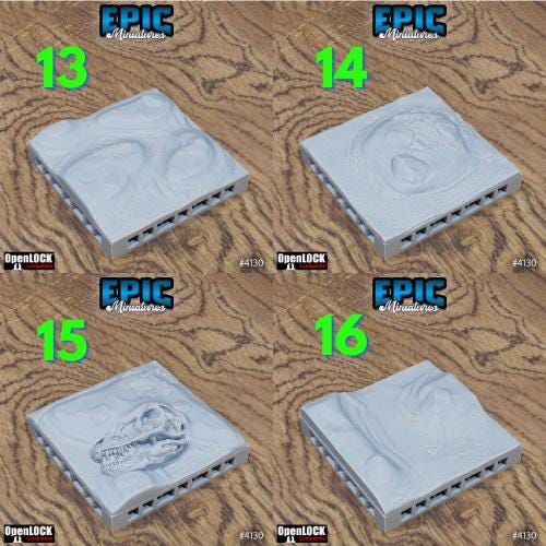 Modular Interlocking Terrain Tiles Set Tile 4 front DND miniature Bone Dry Desert 16k resin