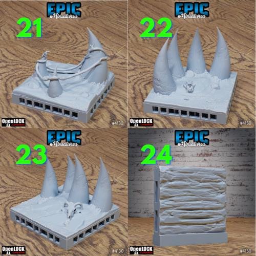 Modular Interlocking Terrain Tiles Set Tile 6 front DND miniature Bone Dry Desert 16k resin