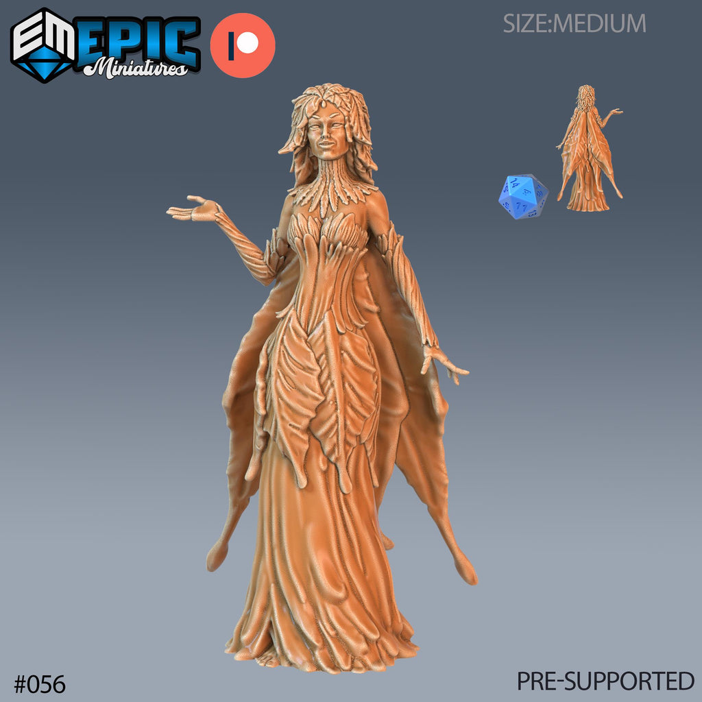 Flower Dryad Set of 5 DND Minis | Corrupted Forest Collection | TTRPG | Beyond Witchlight Prismeer Feywild Hourglass Coven Dryad 1 front DND miniature  16k resin