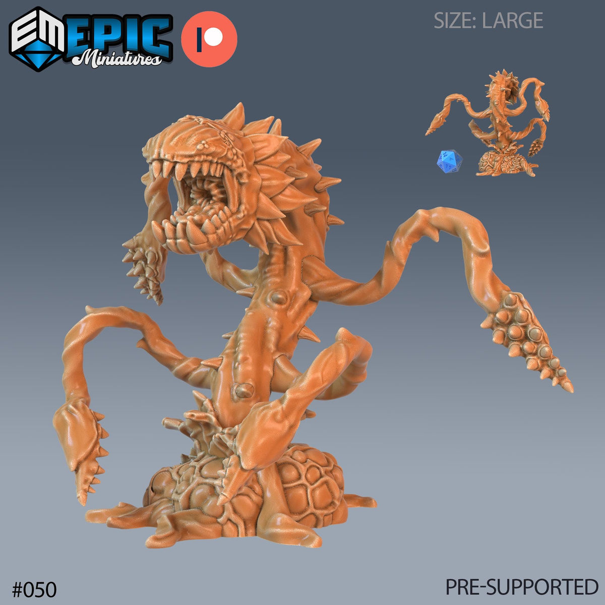 Man-Eating Plant Set of 4 DND Minis | Corrupted Forest Collection | TTRPG | Beyond Witchlight Prismeer Feywild Hourglass Coven Option #050 front DND miniature  16k resin