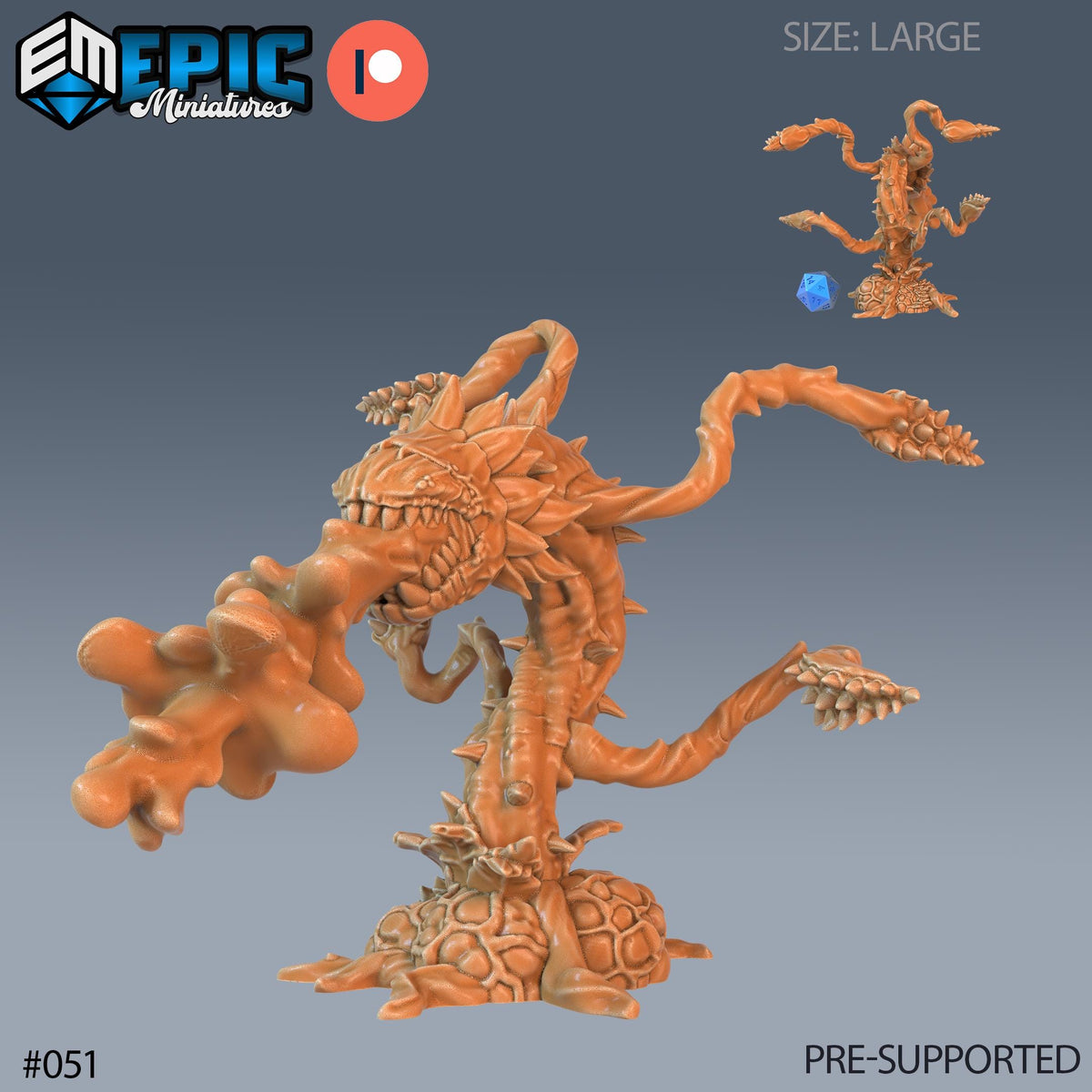 Man-Eating Plant Set of 4 DND Minis | Corrupted Forest Collection | TTRPG | Beyond Witchlight Prismeer Feywild Hourglass Coven Option #051 front DND miniature  16k resin