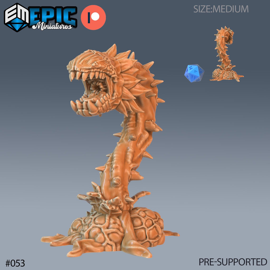 Man-Eating Plant Set of 4 DND Minis | Corrupted Forest Collection | TTRPG | Beyond Witchlight Prismeer Feywild Hourglass Coven Option #053 front DND miniature  16k resin