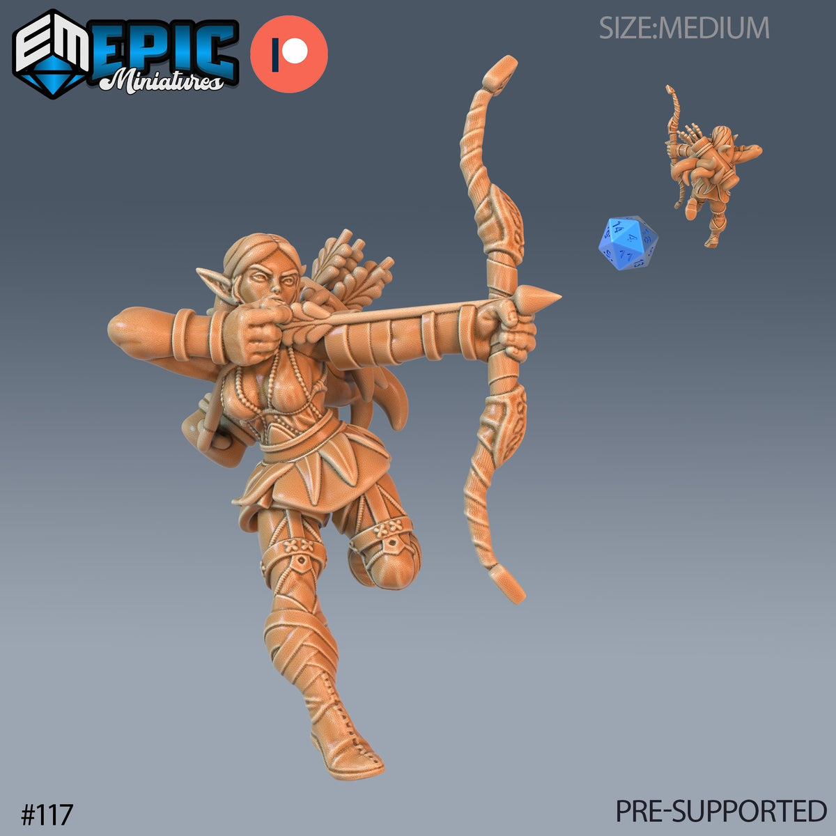 Elf Set of 4 DND Minis | Elves and Goblins Collection | TTRPG | Icespire Witchlight | Paladin Druid Rogue Ranger Ranger front DND miniature  16k resin