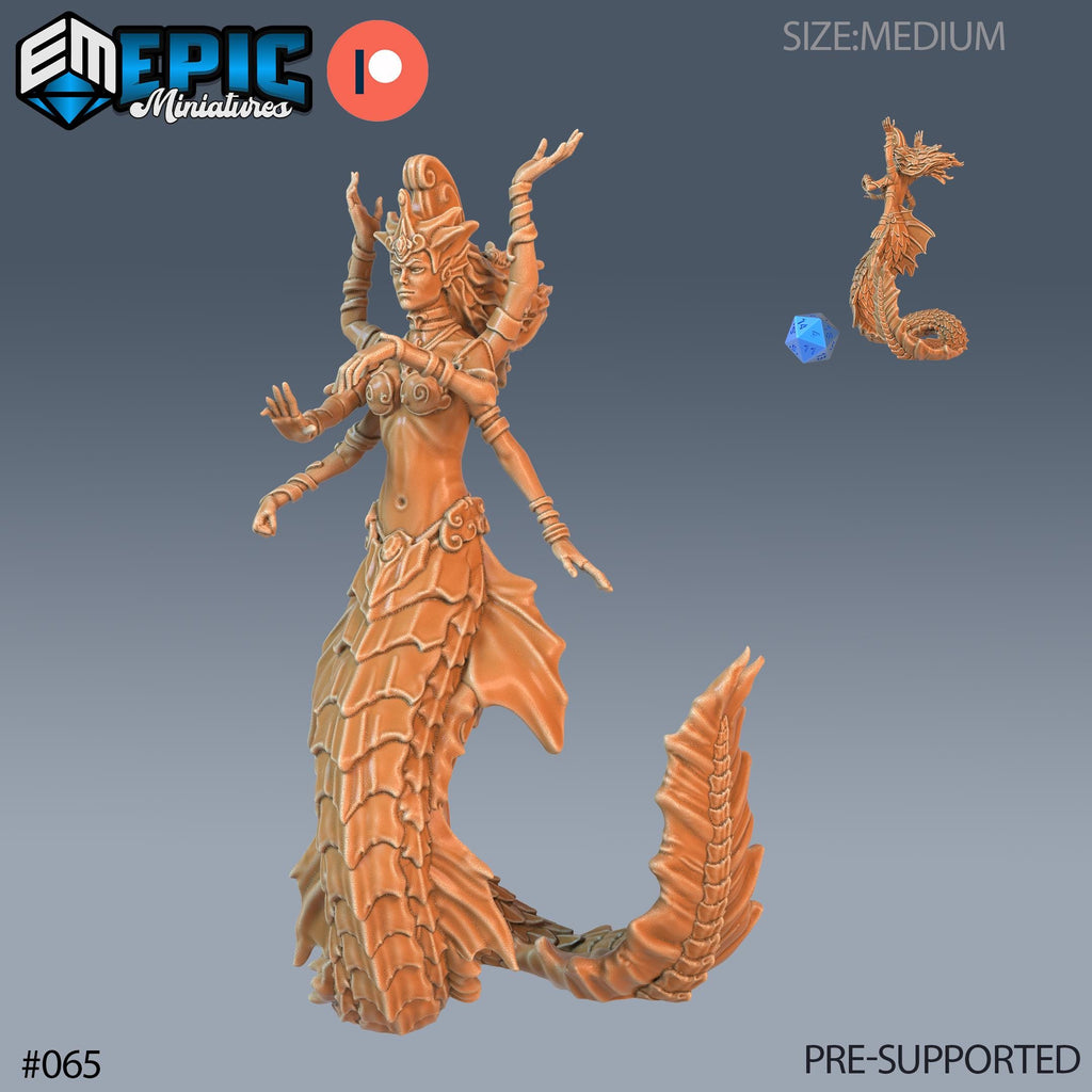 Siren Set of 3 DND Minis | Endless Depth Collection | TTRPG | Warrior Sorceress Sea Nautical Ocean Chult Sahuagin Crushing Wave Maelstrom Option #065 front DND miniature  16k resin