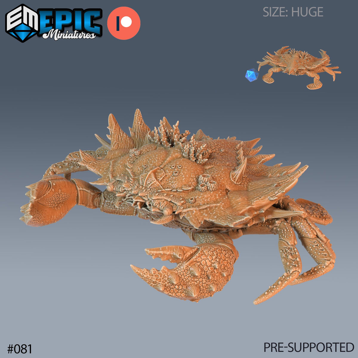 Giant Crab Set of 3 DND Minis | Endless Depth Collection | TTRPG | Sea Nautical Ocean Chult Sahuagin Crushing Wave Maelstrom Coral Option #081 front DND miniature  16k resin