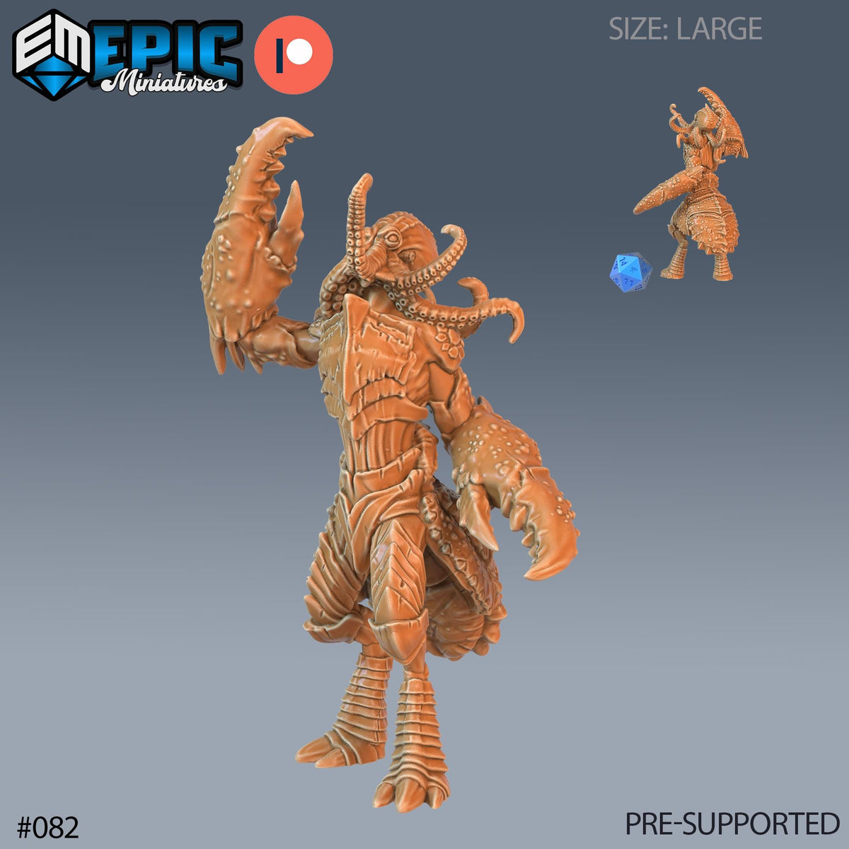 Octocrab Set of 3 DND Minis | Endless Depth Collection | TTRPG | Sea Nautical Ocean Chult Sahuagin Crushing Wave Maelstrom Option #082 front DND miniature  16k resin
