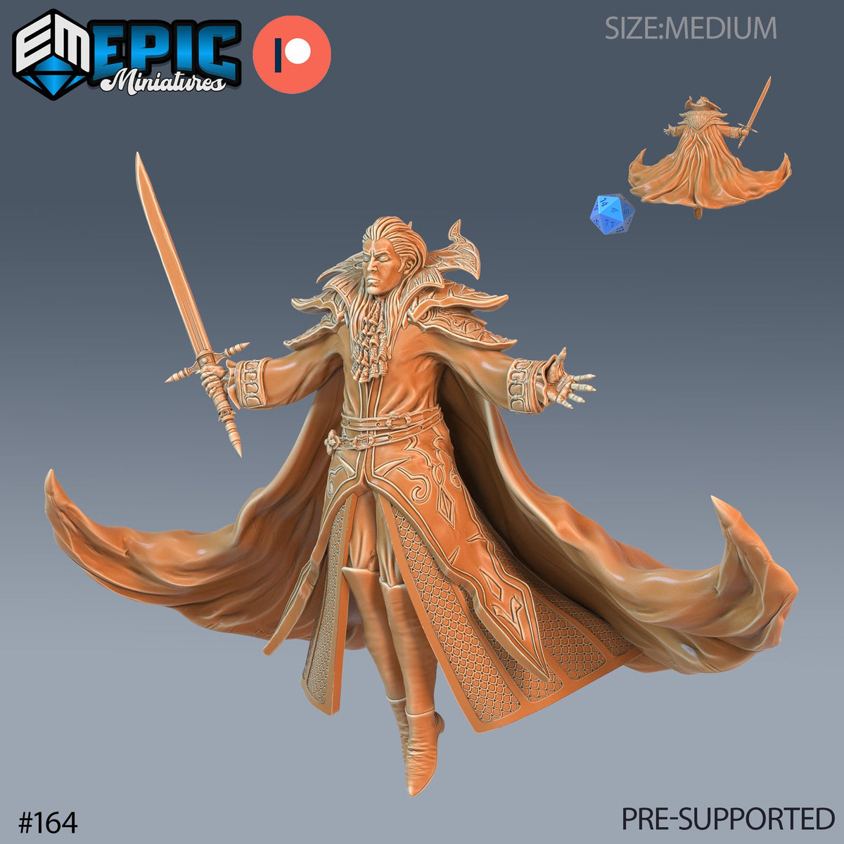 Vampire Lord Option #164 (2) front DND miniature Castle of Terror 16k resin
