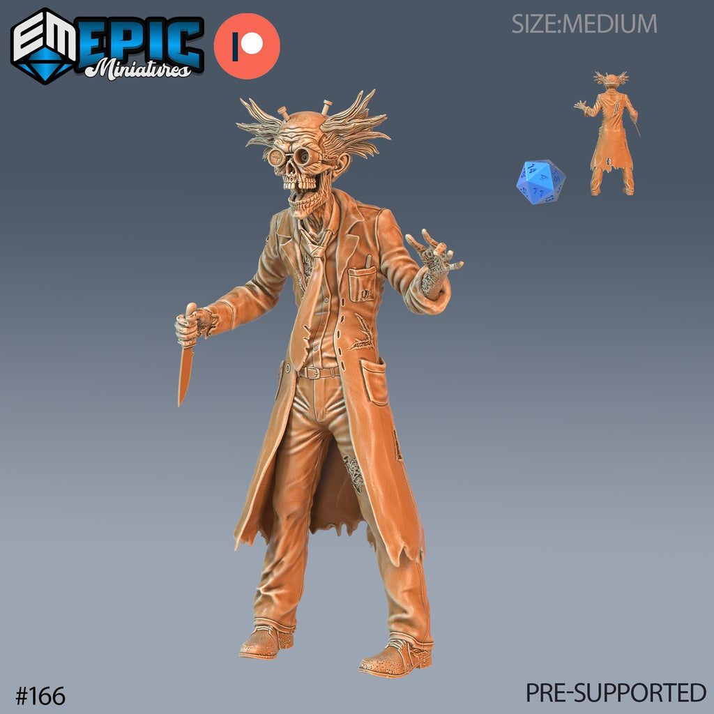 Dr. Zombiestein Option #166 front DND miniature Castle of Terror 16k resin