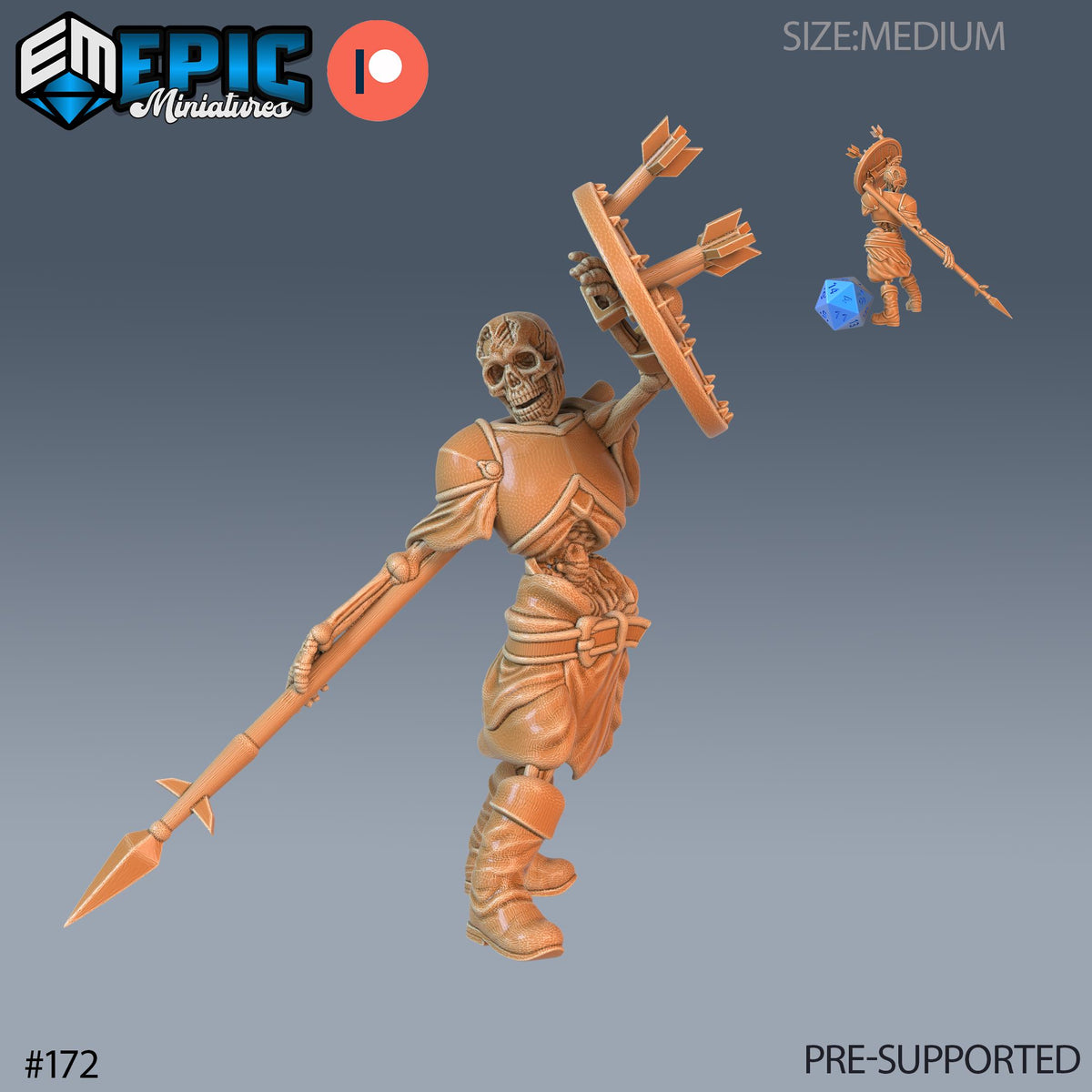 Skeleton Option #172 (2) front DND miniature Castle of Terror 16k resin