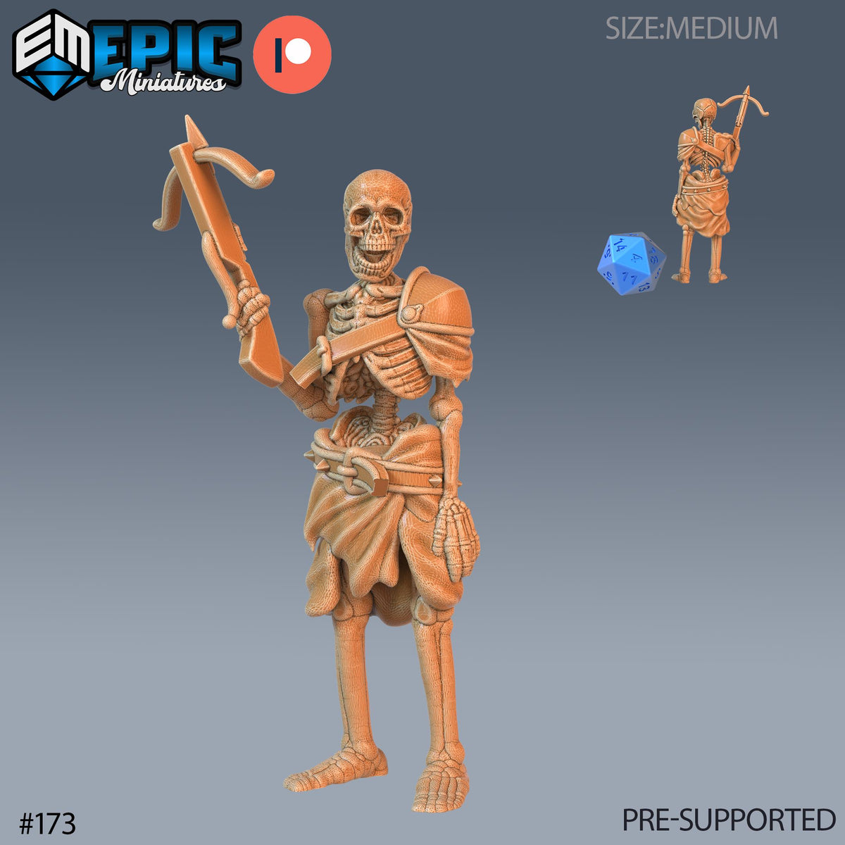 Skeleton Option #173 front DND miniature Castle of Terror 16k resin