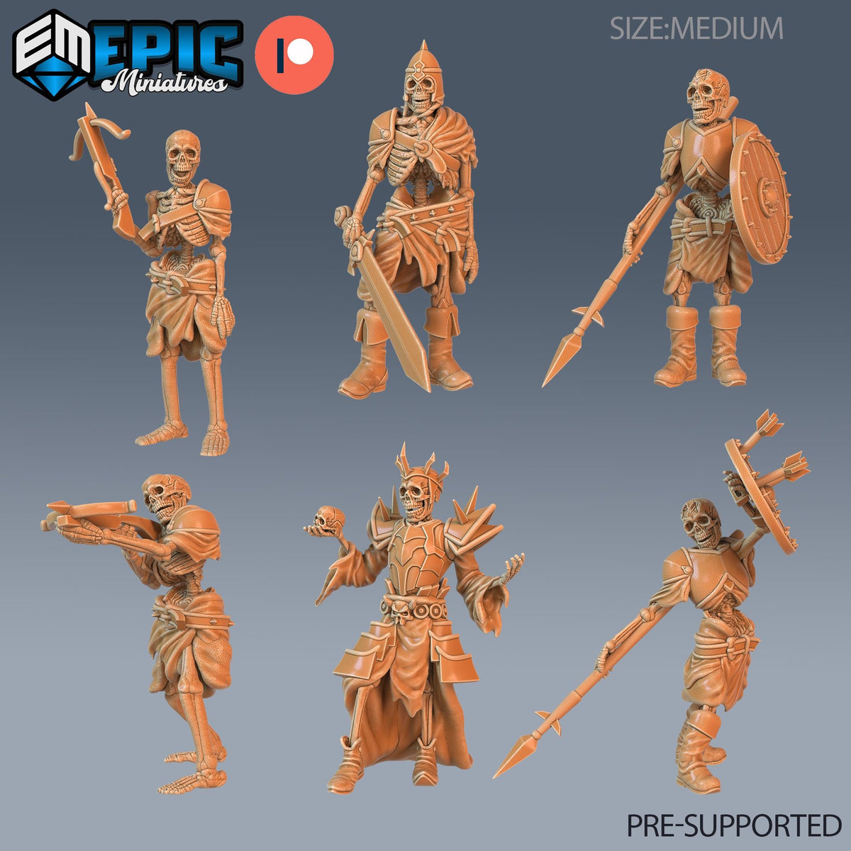 Skeleton Set of 6 DND miniatures group photo Castle of Terror