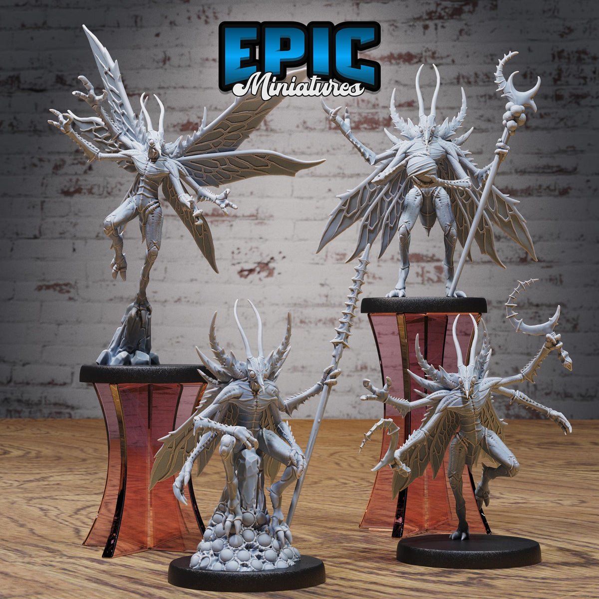 Mosquito Folk Set of 4 DND miniatures group photo Insectoid Jungle