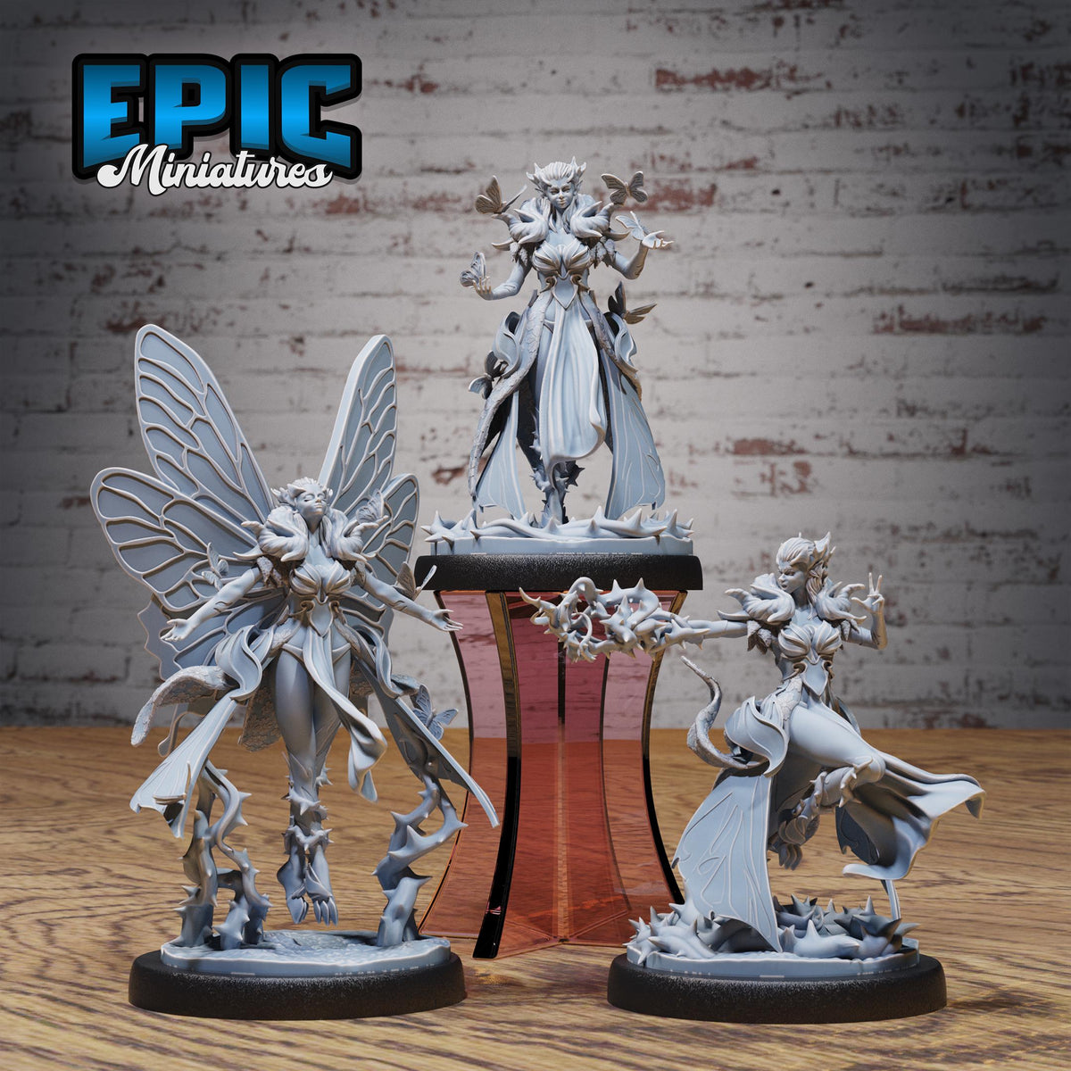 Butterfly Fairy Set of 3 DND miniatures group photo Insectoid Jungle