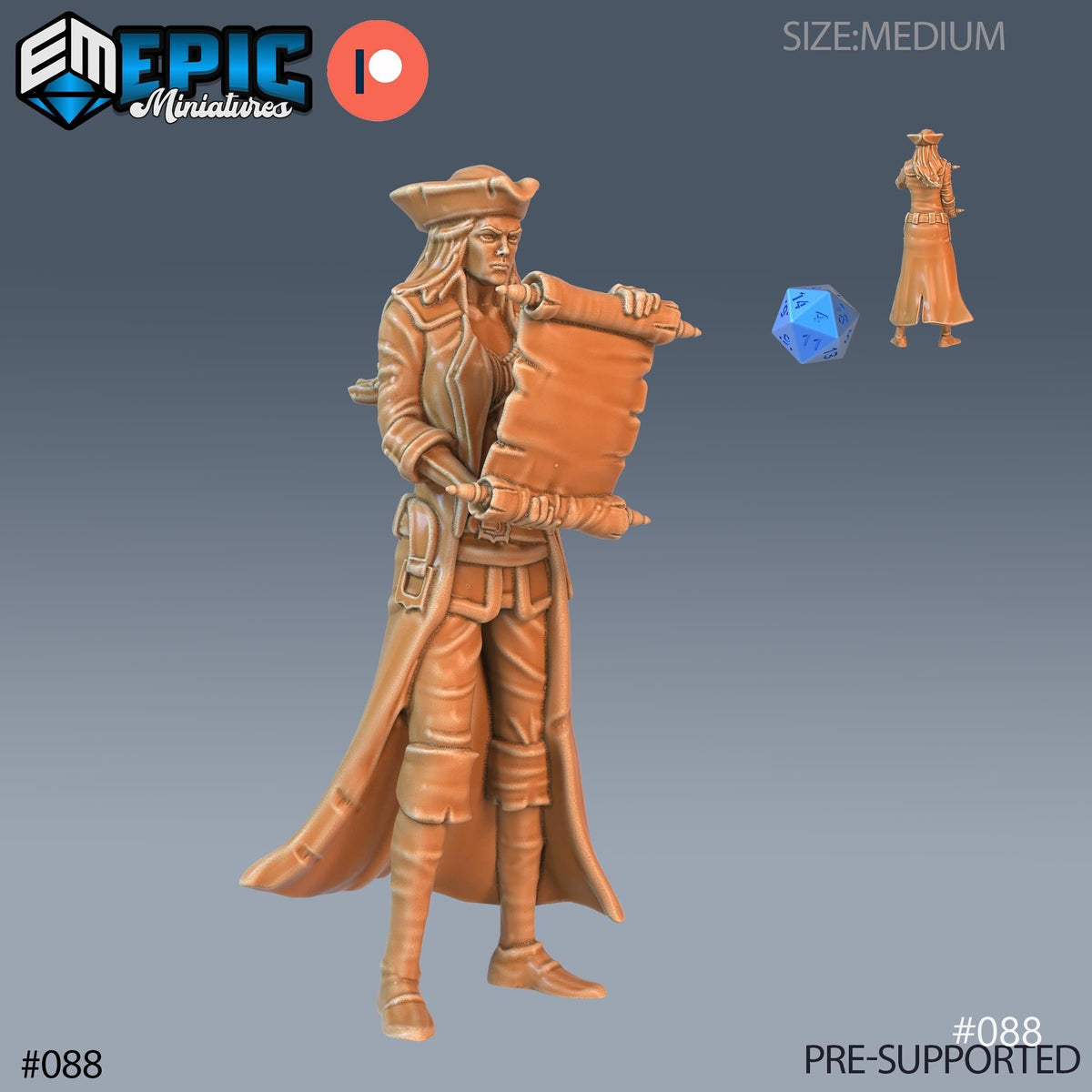Pirate Quartermaster Set of 3 DND Minis | Pirates Voyage Collection | TTRPG | Swashbuckling Nautical Heist Skullport Jahaka Spelljammer Option #088 front DND miniature  16k resin