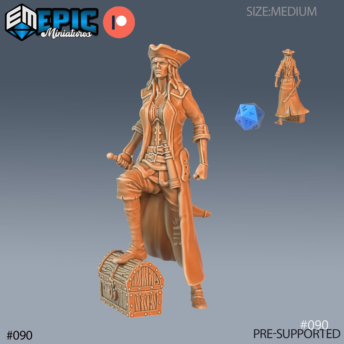 Pirate Quartermaster Set of 3 DND Minis | Pirates Voyage Collection | TTRPG | Swashbuckling Nautical Heist Skullport Jahaka Spelljammer Option #090 front DND miniature  16k resin