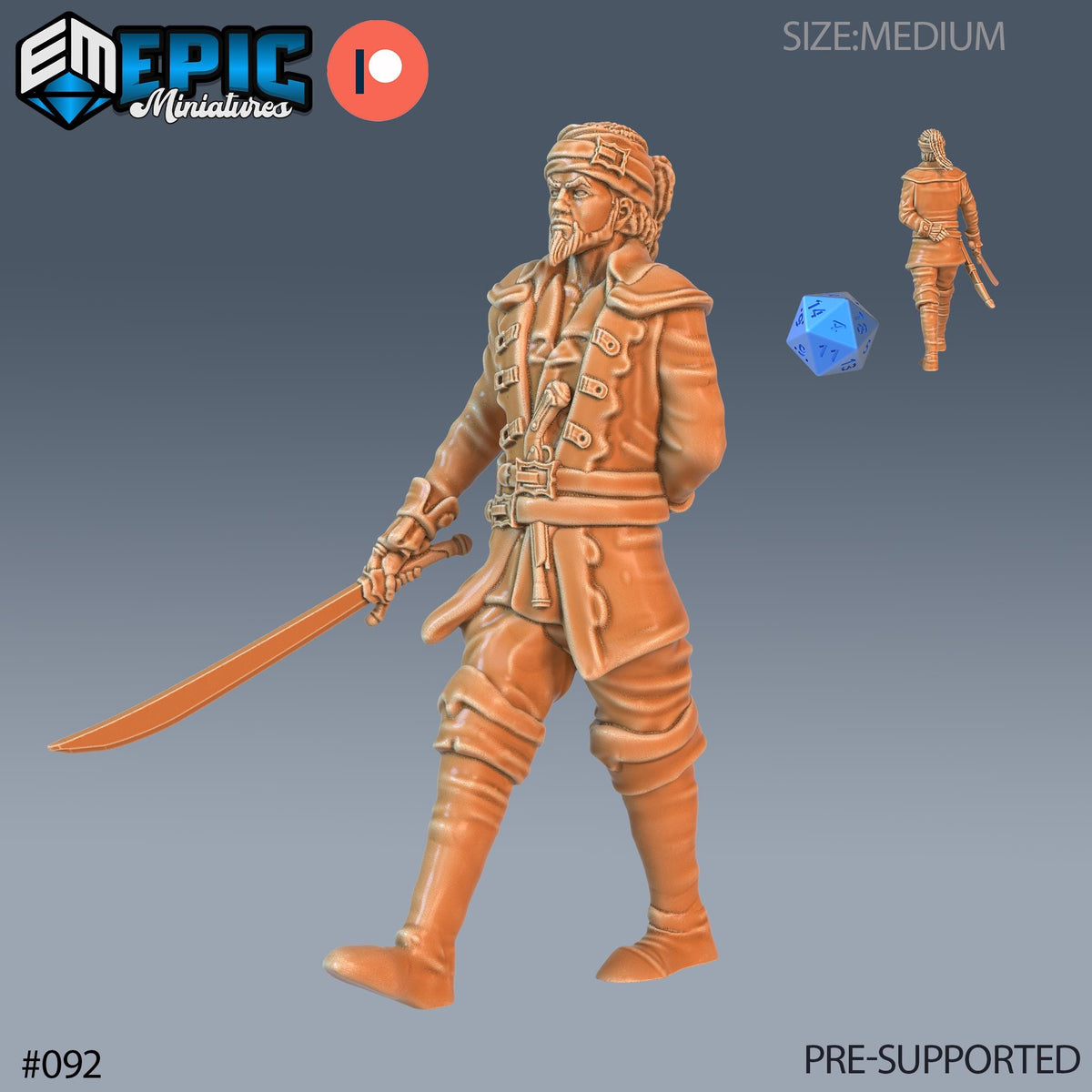 Pirate Sailing Master Set of 3 DND Minis | Pirates Voyage Collection | TTRPG | Swashbuckling Nautical Heist Skullport Jahaka Spelljammer Option #092 front DND miniature  16k resin