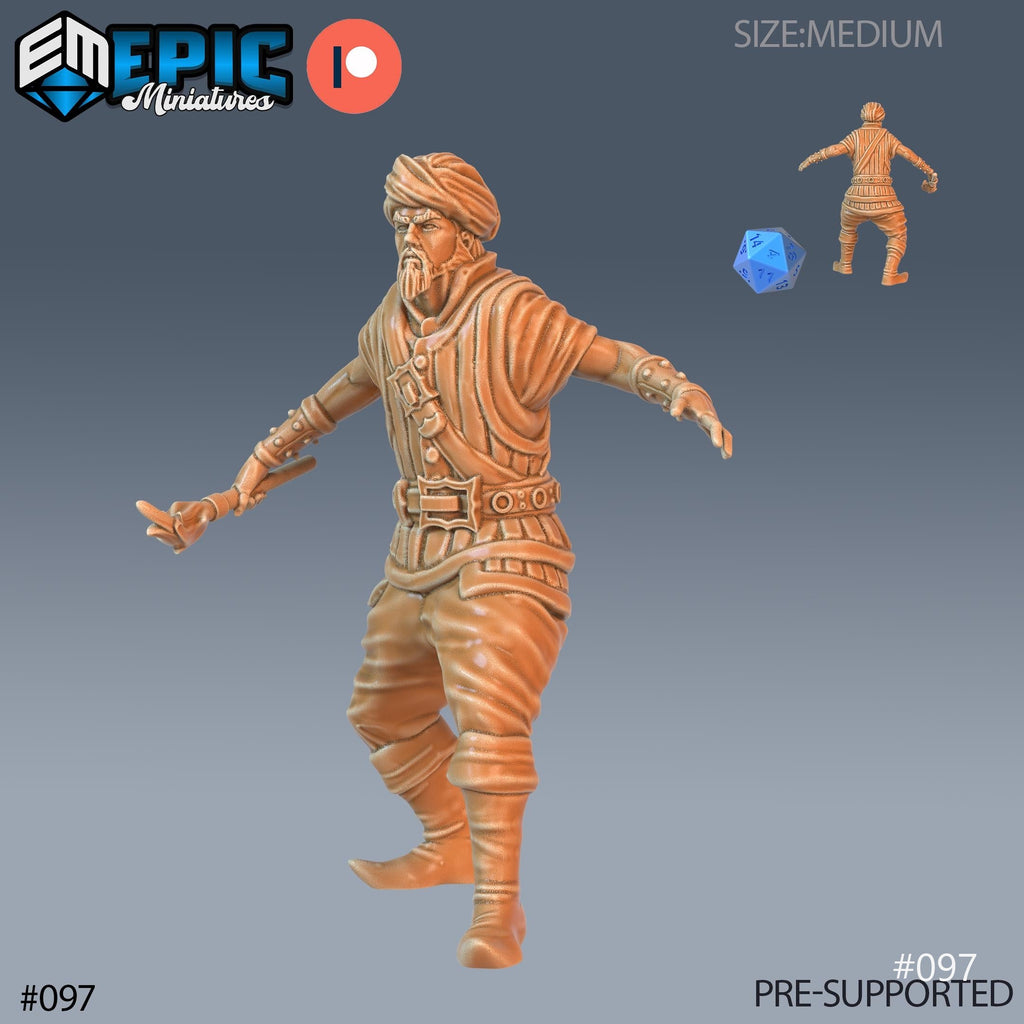 Pirate Cutthroat Set of 3 DND Minis | Pirates Voyage Collection | TTRPG | Swashbuckling Nautical Heist Skullport Jahaka Spelljammer Option #097 front DND miniature  16k resin