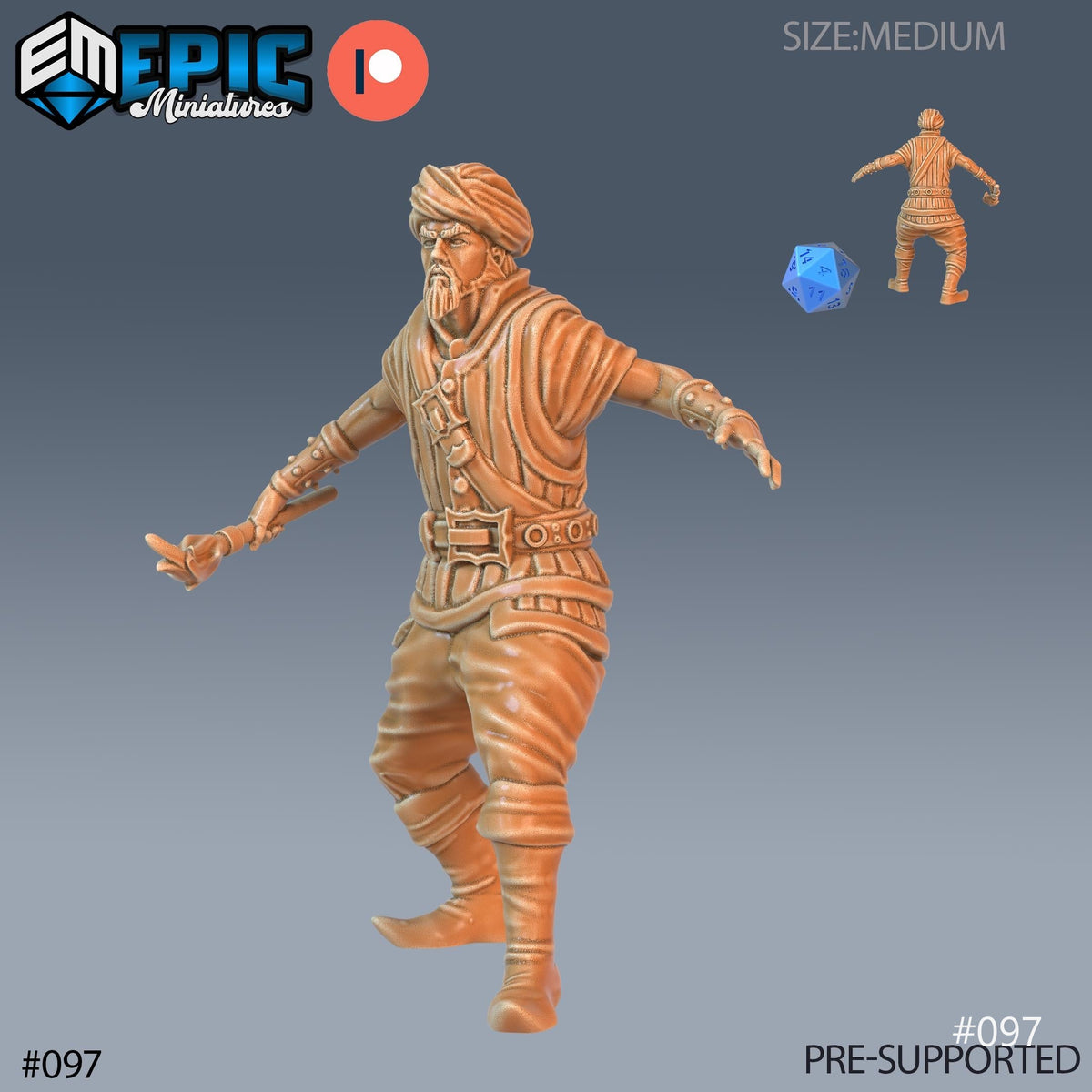 Pirate Cutthroat Set of 3 DND Minis | Pirates Voyage Collection | TTRPG | Swashbuckling Nautical Heist Skullport Jahaka Spelljammer Option #097 front DND miniature  16k resin