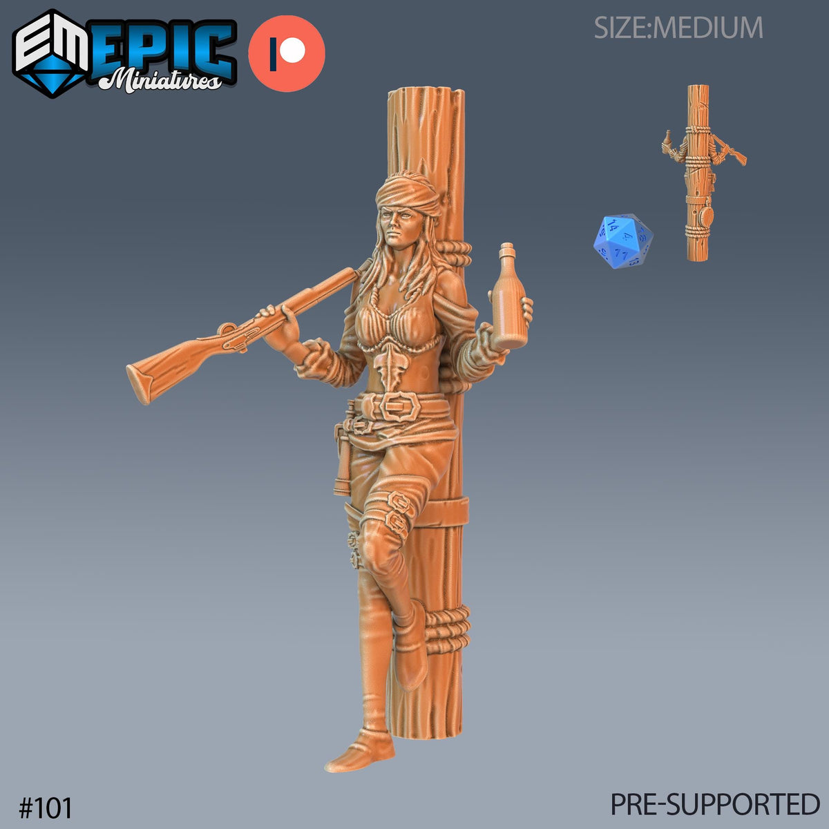 Pirate Gunner Set of 3 DND Minis | Pirates Voyage Collection | TTRPG | Swashbuckling Nautical Heist Skullport Jahaka Spelljammer Option #101 front DND miniature  16k resin