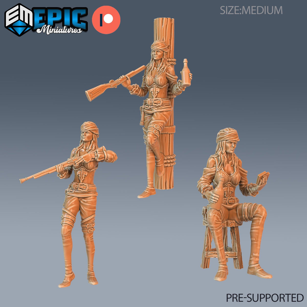 Pirate Gunner Set of 3 DND Minis | Pirates Voyage Collection | TTRPG | Swashbuckling Nautical Heist Skullport Jahaka Spelljammer DND miniatures group photo