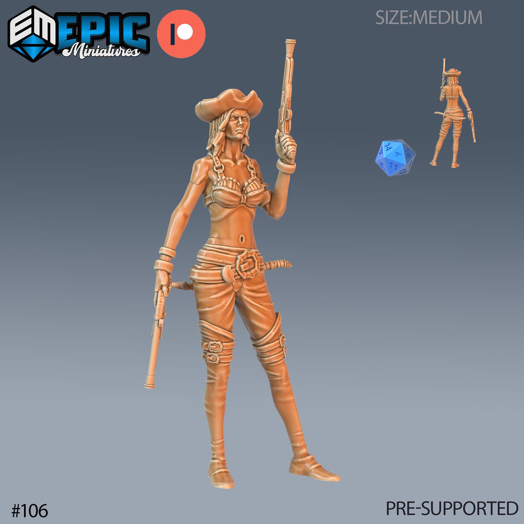 Pirate Striker Set of 3 DND Minis | Pirates Voyage Collection | TTRPG | Swashbuckling Nautical Heist Skullport Jahaka Spelljammer Option #106 front DND miniature  16k resin