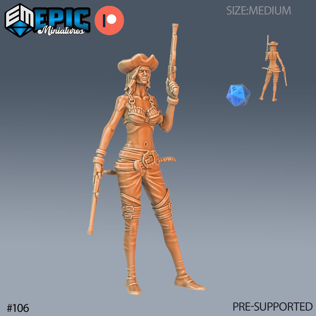 Pirate Striker Set of 3 DND Minis | Pirates Voyage Collection | TTRPG | Swashbuckling Nautical Heist Skullport Jahaka Spelljammer Option #106 front DND miniature  16k resin