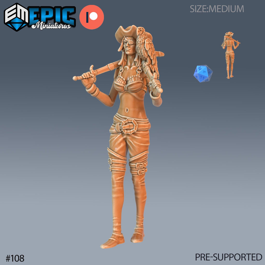 Pirate Striker Set of 3 DND Minis | Pirates Voyage Collection | TTRPG | Swashbuckling Nautical Heist Skullport Jahaka Spelljammer Option #108 front DND miniature  16k resin