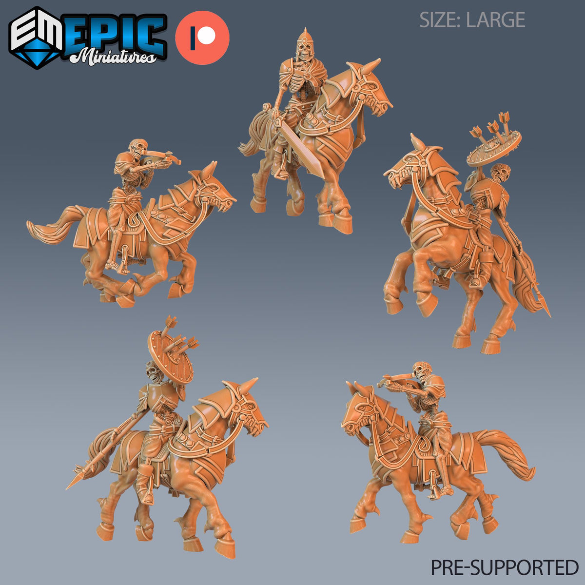 Skeleton Cavalry Set of 5 DND miniatures group photo Castle of Terror