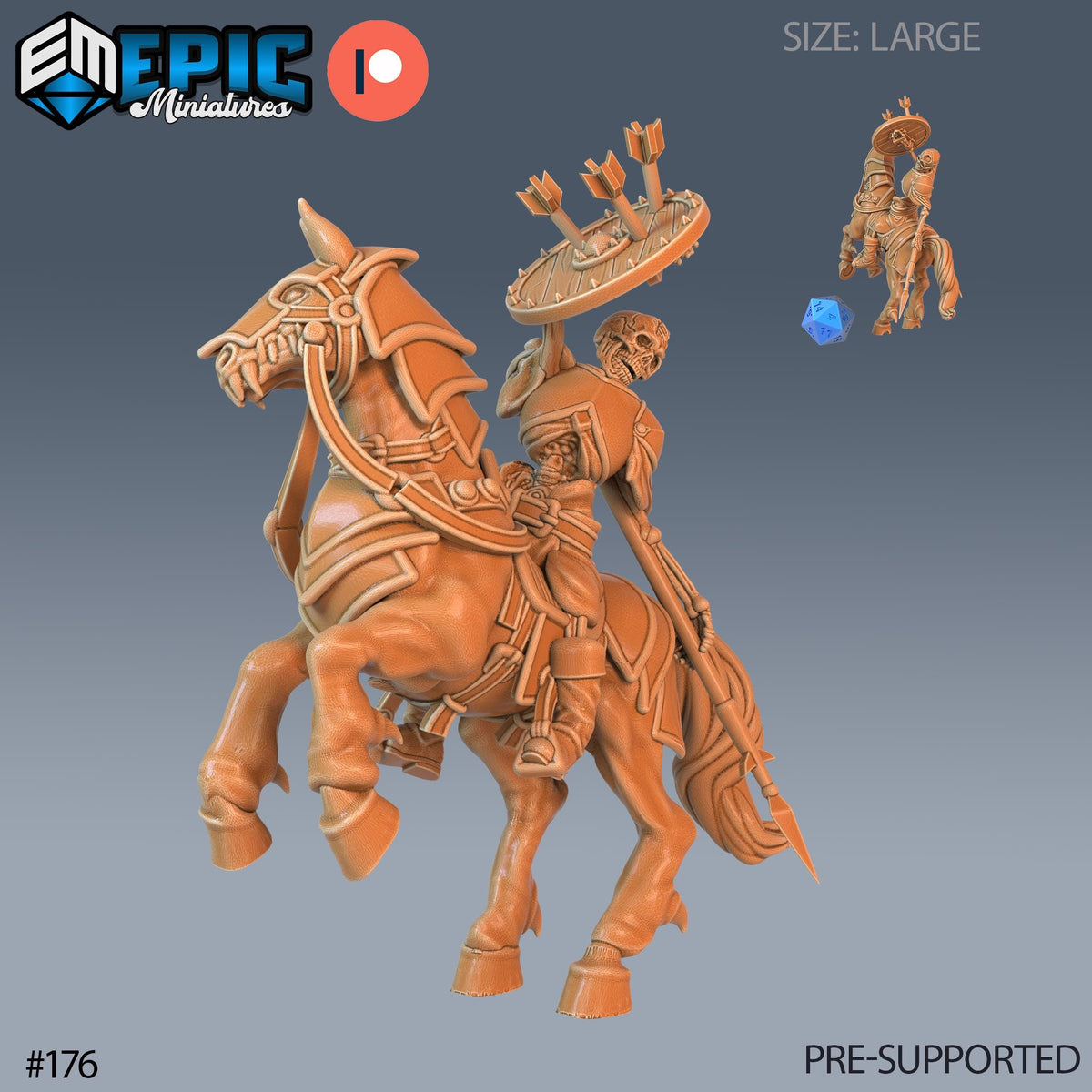 Skeleton Cavalry Option #176 (2) front DND miniature Castle of Terror 16k resin