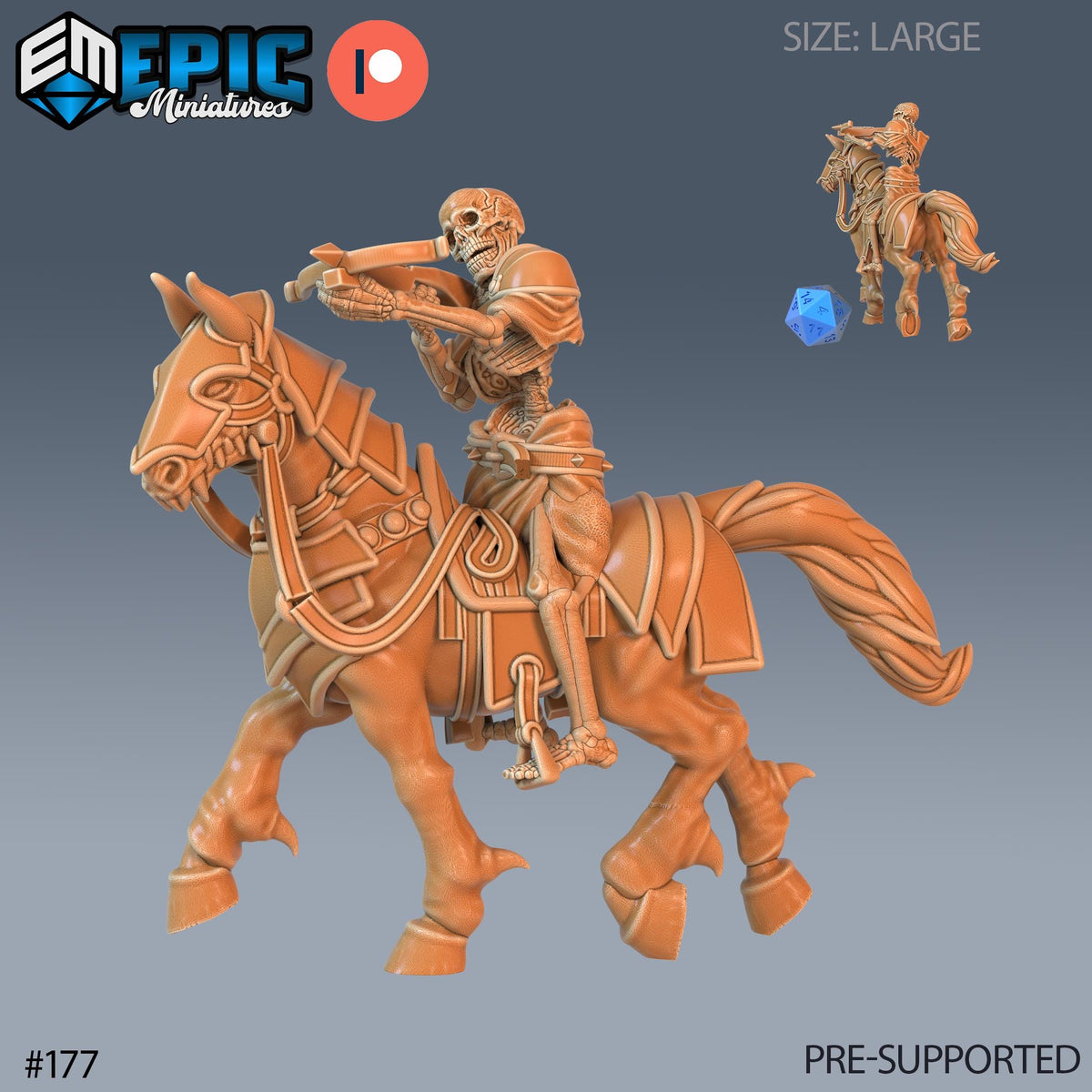 Skeleton Cavalry Option #177 front DND miniature Castle of Terror 16k resin