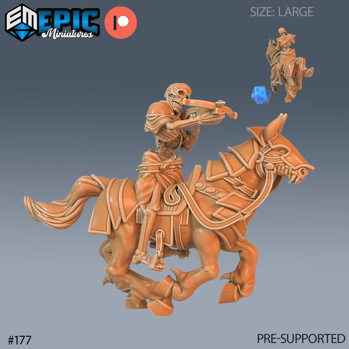 Skeleton Cavalry Option #177 (2) front DND miniature Castle of Terror 16k resin