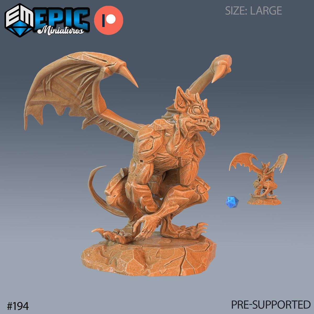Gargoyle Option #194 front DND miniature Castle of Terror 16k resin